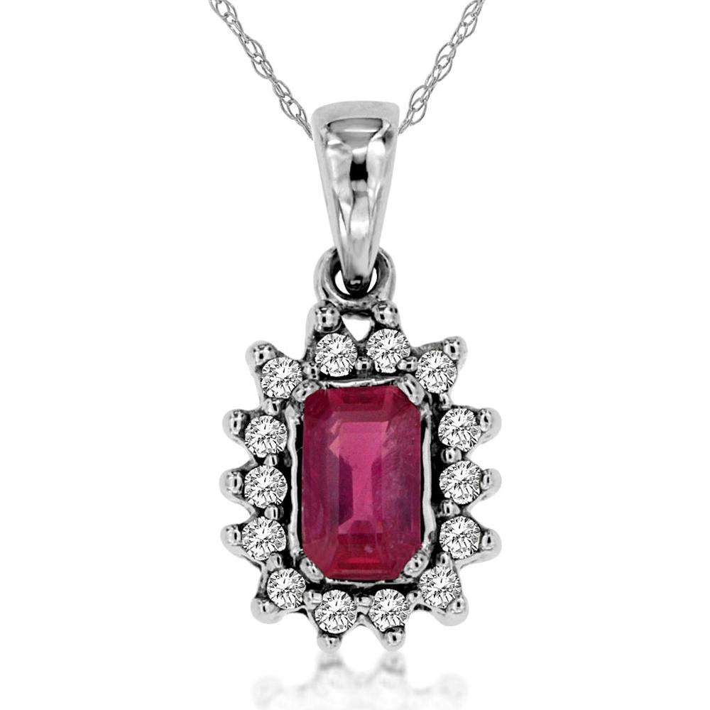 Royal 14K White Gold Ruby & Diamond Pendant - Timeless Elegance