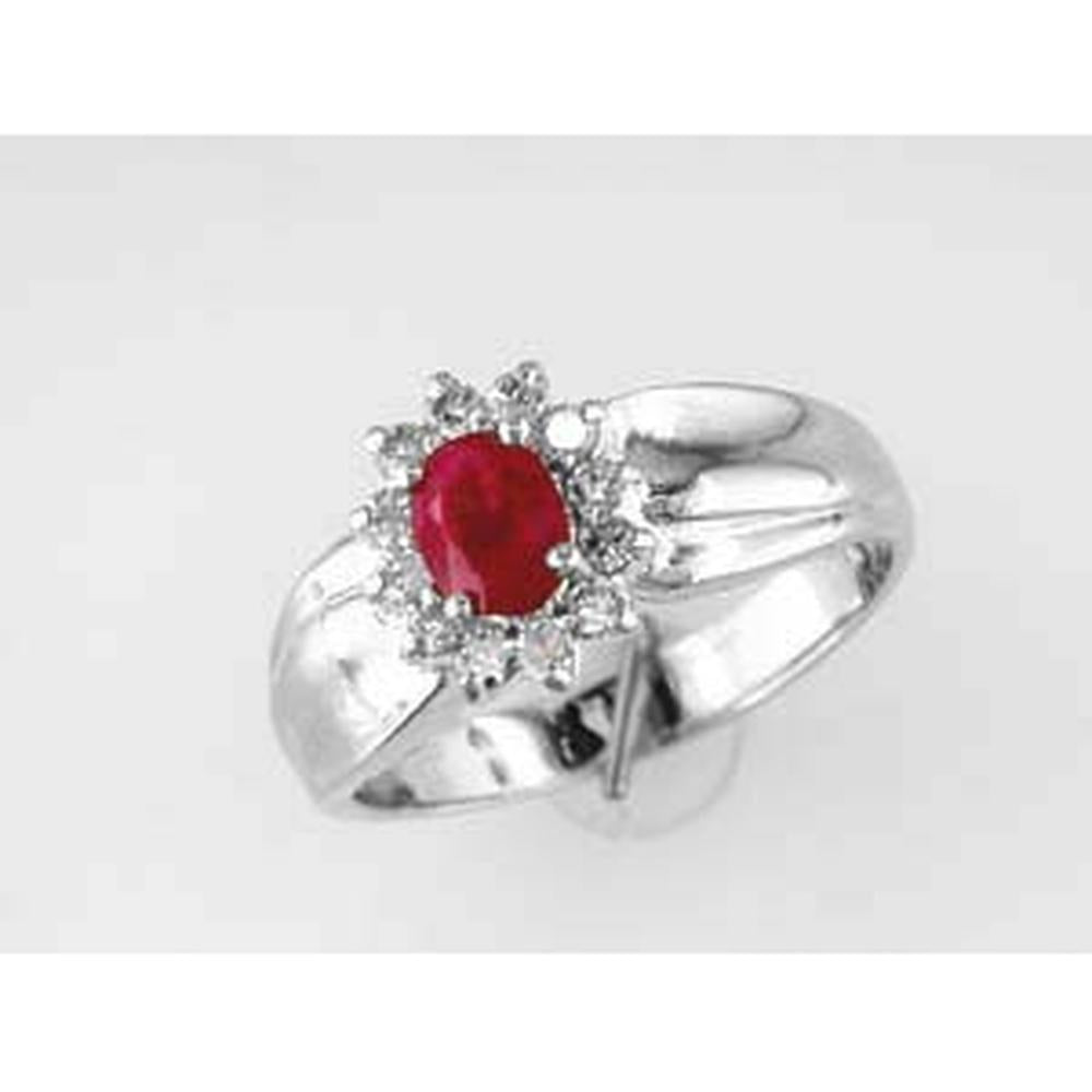 Royal 14K White Gold Ruby & Diamond Ring - 0.45 Carat Ruby, 0.26 Carat Diamond Total