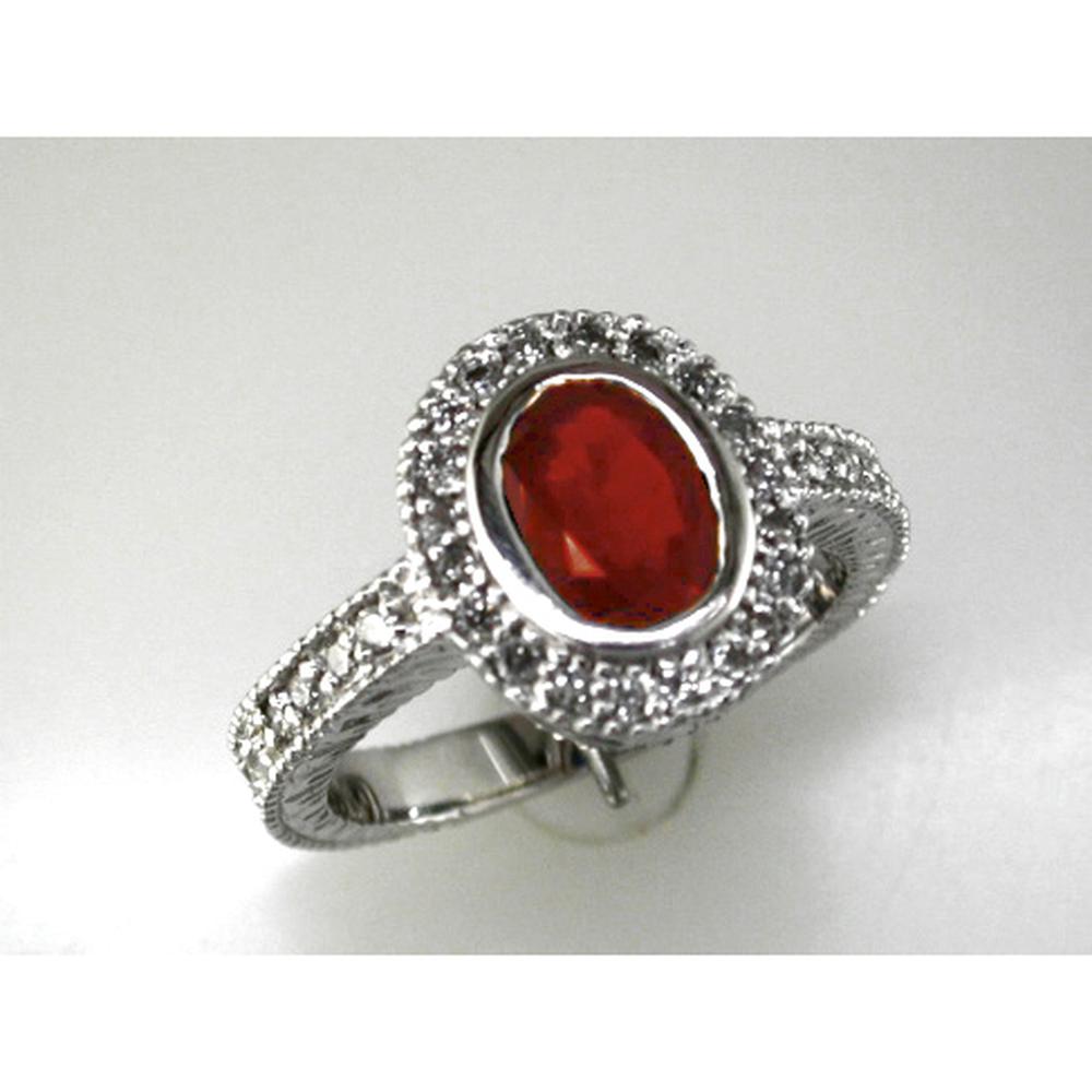 Royal 14K White Gold Ruby & Diamond Ring - 1.20 Carat Ruby & 0.32 Carat Diamond Total