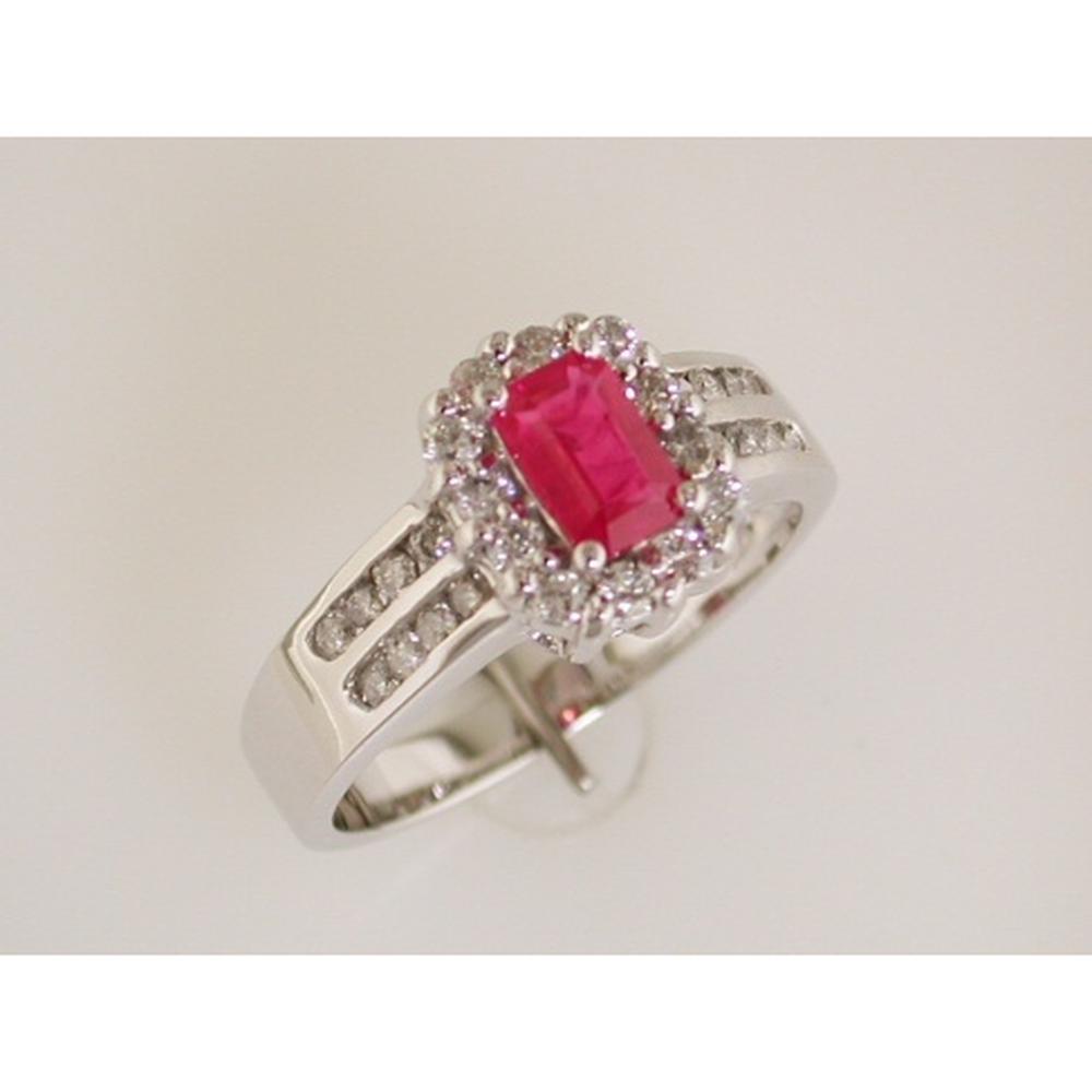 Royal 14K White Gold Ruby & Diamond Ring - 1.25 Carat Total Gem Weight