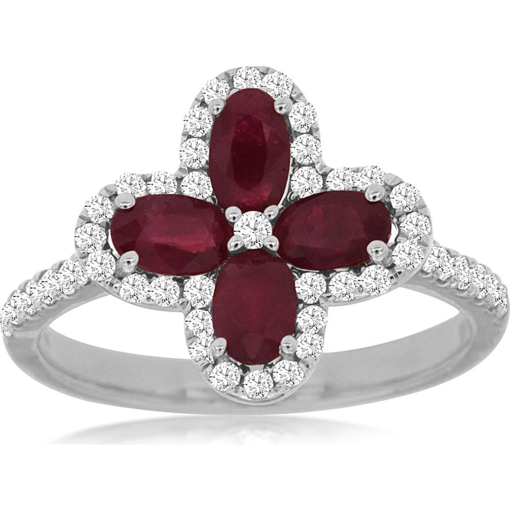 Royal 14K White Gold Ruby & Diamond Ring - 1.28 Carat Total Gem Weight