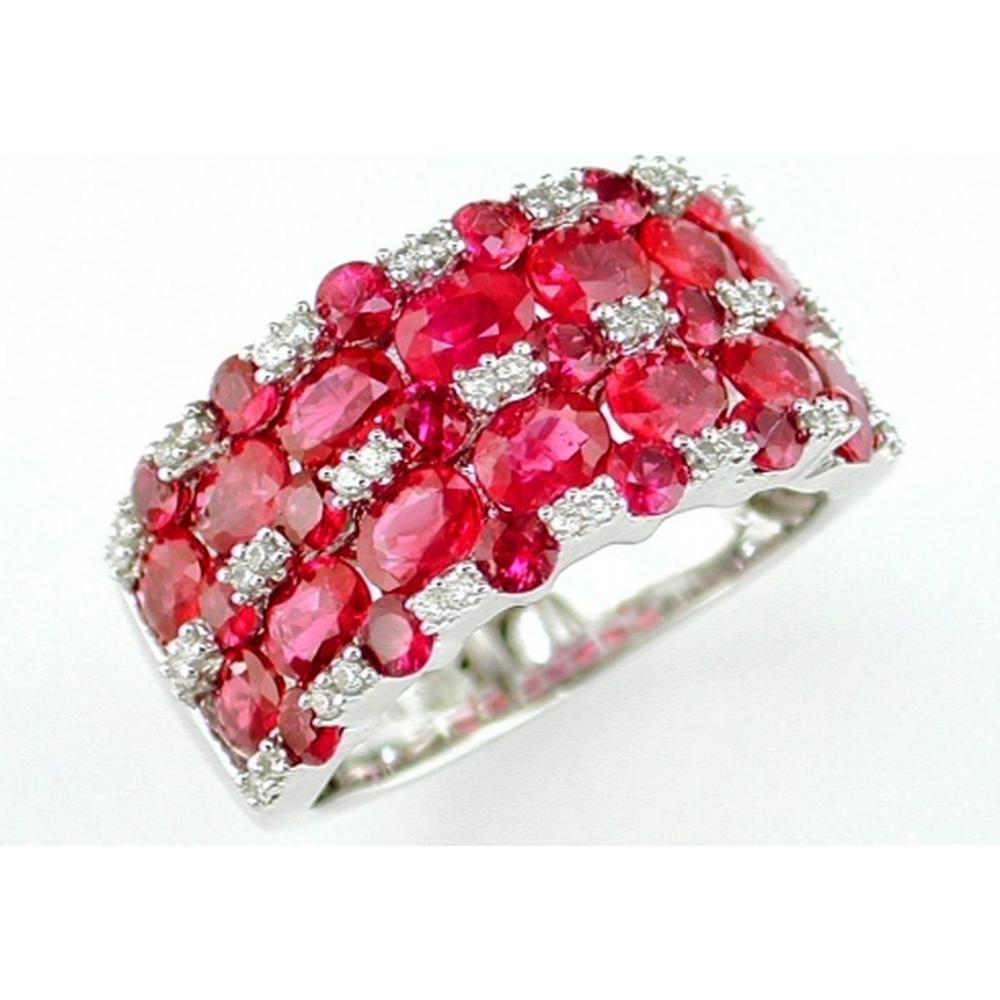 Royal 14K White Gold Ruby & Diamond Ring - Captivating Elegance
