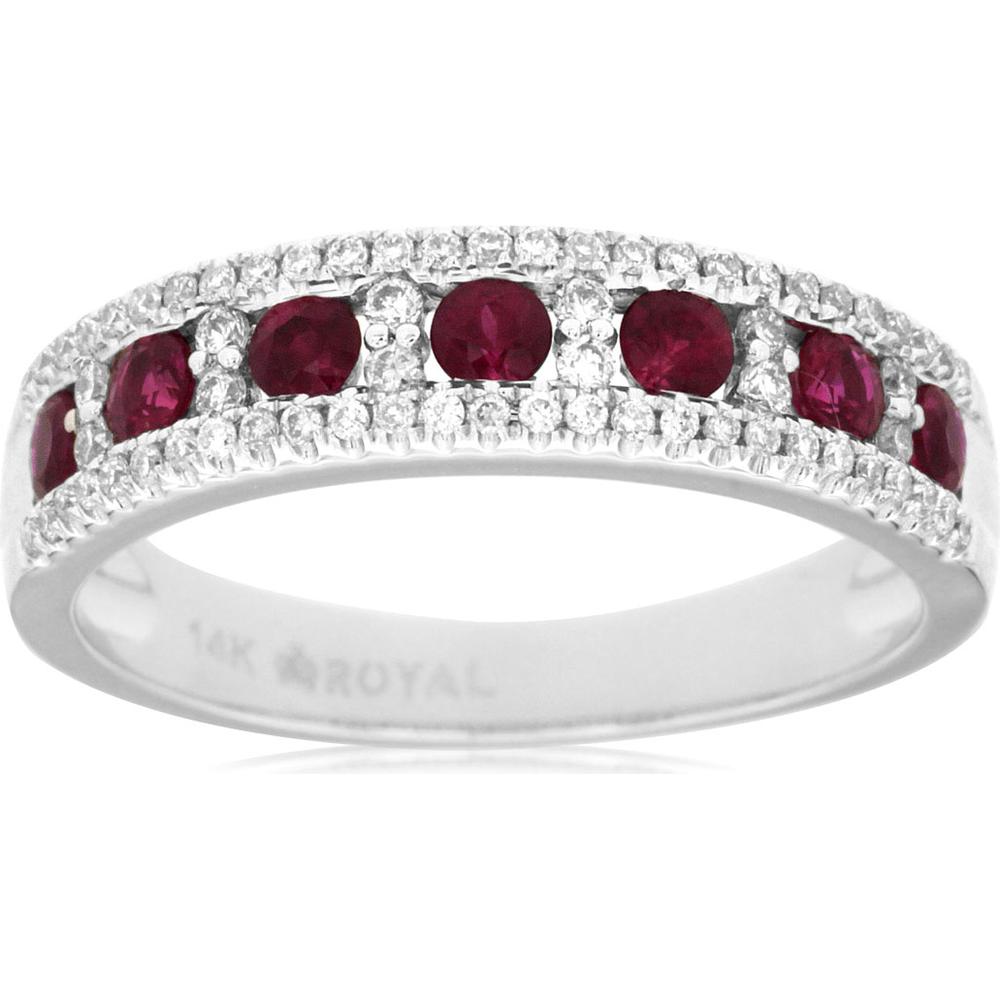 Royal 14K White Gold Ruby & Diamond Ring - Captivating Elegance
