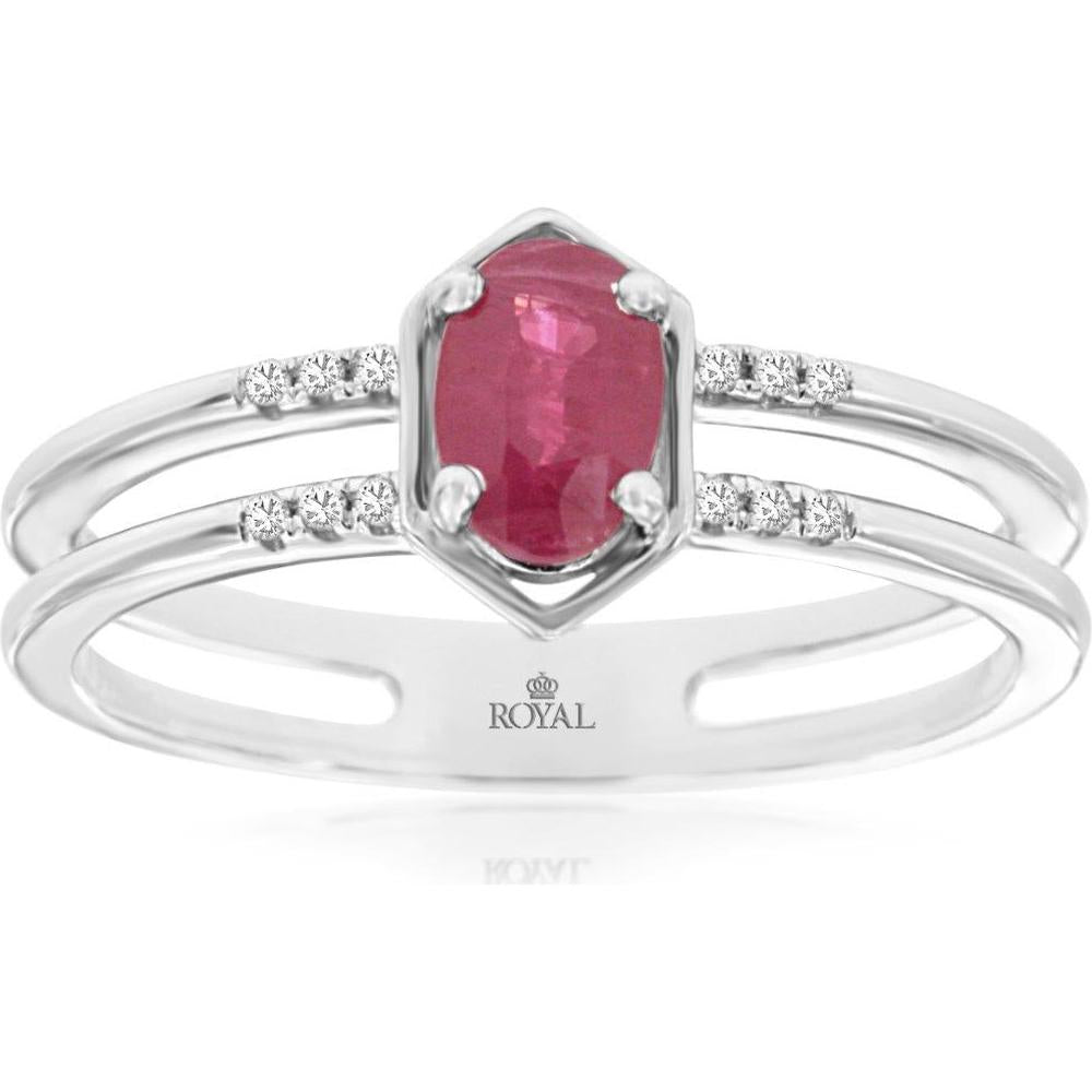 Royal 14K White Gold Ruby & Diamond Ring - Timeless Elegance