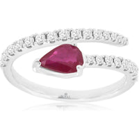 Royal 14K White Gold Ruby & Diamond Ring with Cushion Cut Ruby - 1.17 Carats Total Gem Weight