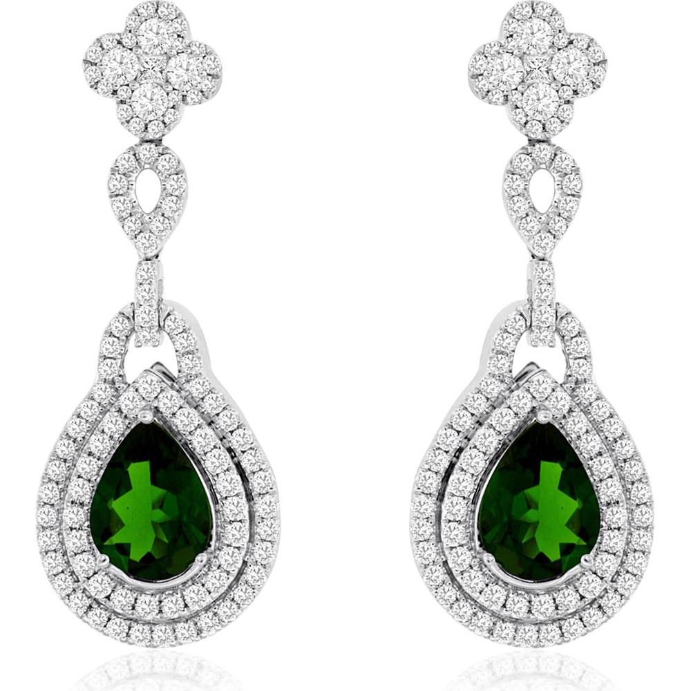 Royal 14K White Gold Russalite & Diamond Drop Earrings - 4.50 Carats Total Gem Weight