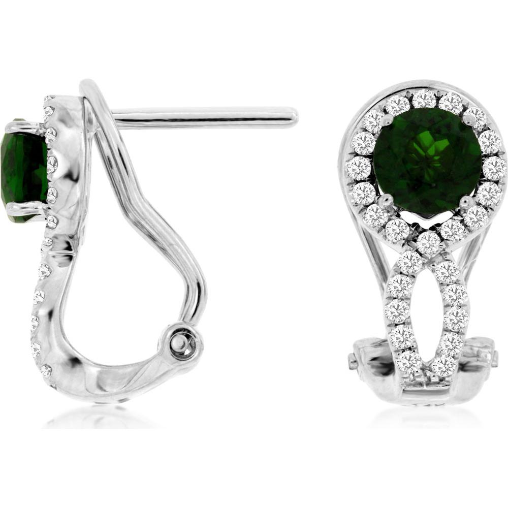 Royal 14K White Gold Russalite and Diamond Earrings - 1.10 Carat Russalite, 0.34 Carat Total Diamond Weight