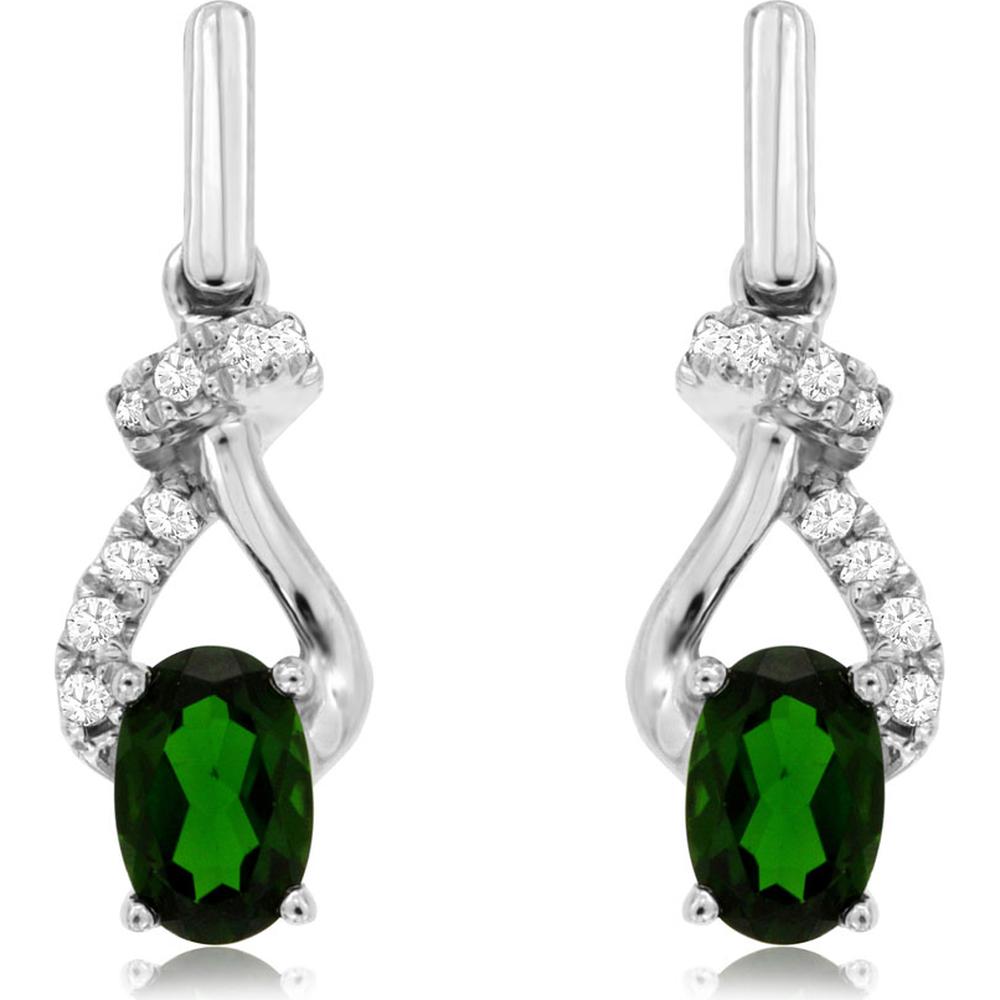 Royal 14K White Gold Russalite and Diamond Earrings - Timeless Elegance