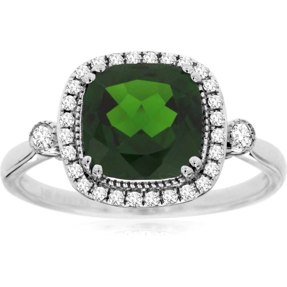 Royal 14K White Gold Russalite & Diamond Halo Ring - 2.33 Carats Total Weight
