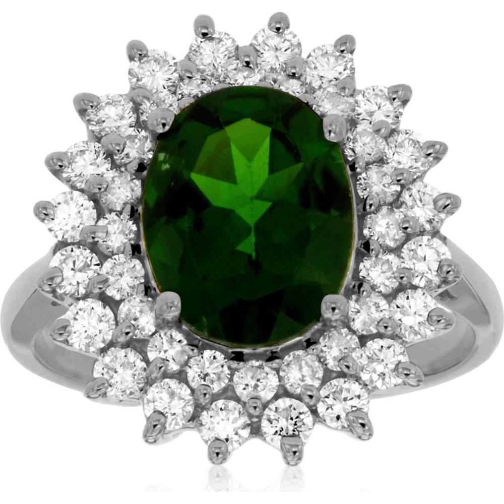 Royal 14K White Gold Russalite & Diamond Halo Ring - 2.45 Carats Russalite, 1.00 Carats Diamond Total Weight