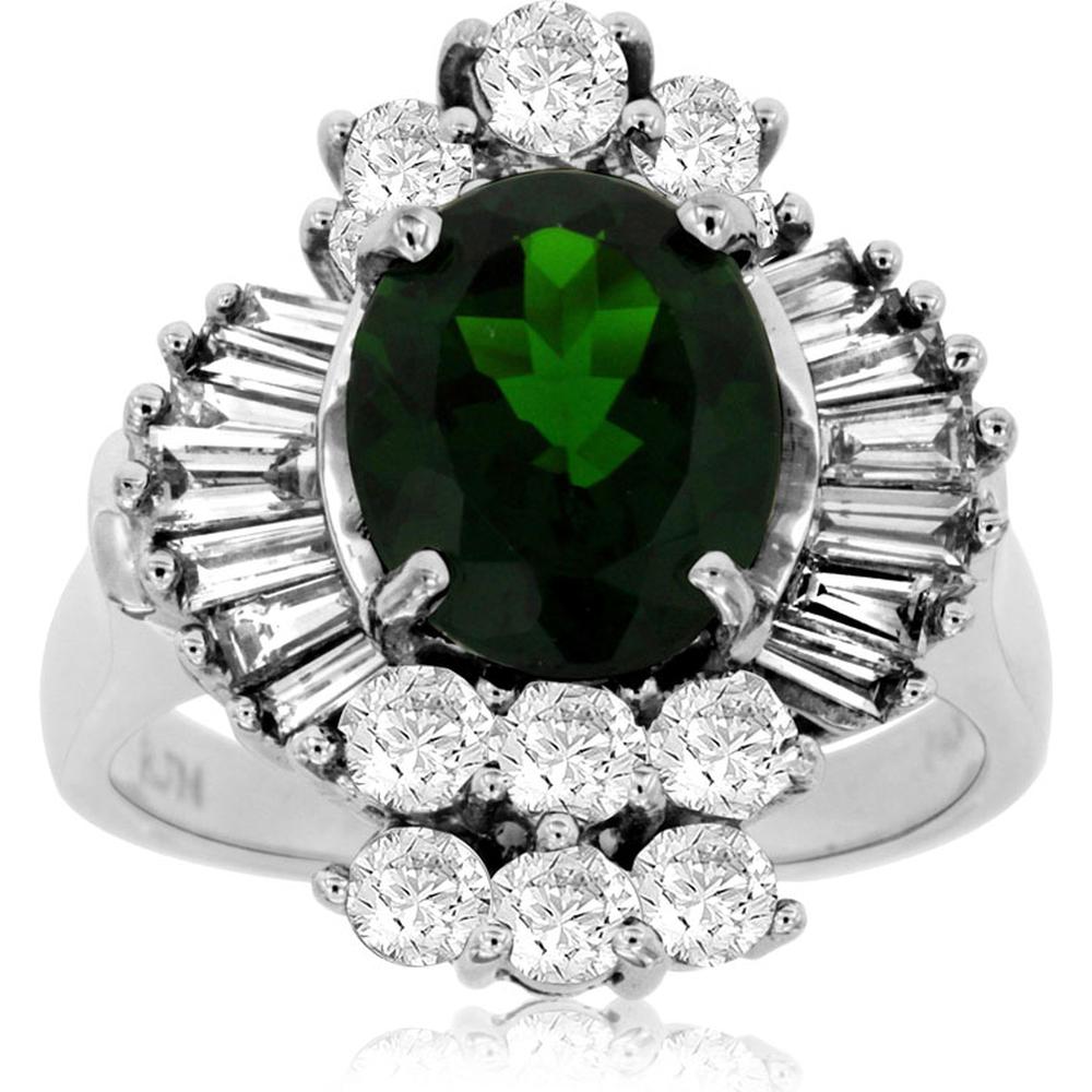 Royal 14K White Gold Russalite & Diamond Halo Ring - 2.60 Carats Russalite and 0.96 Carats Total Diamond Weight