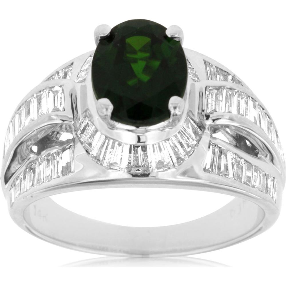 Royal 14K White Gold Russalite and Diamond Oval Ring - 3.47 Carat Total Gem Weight
