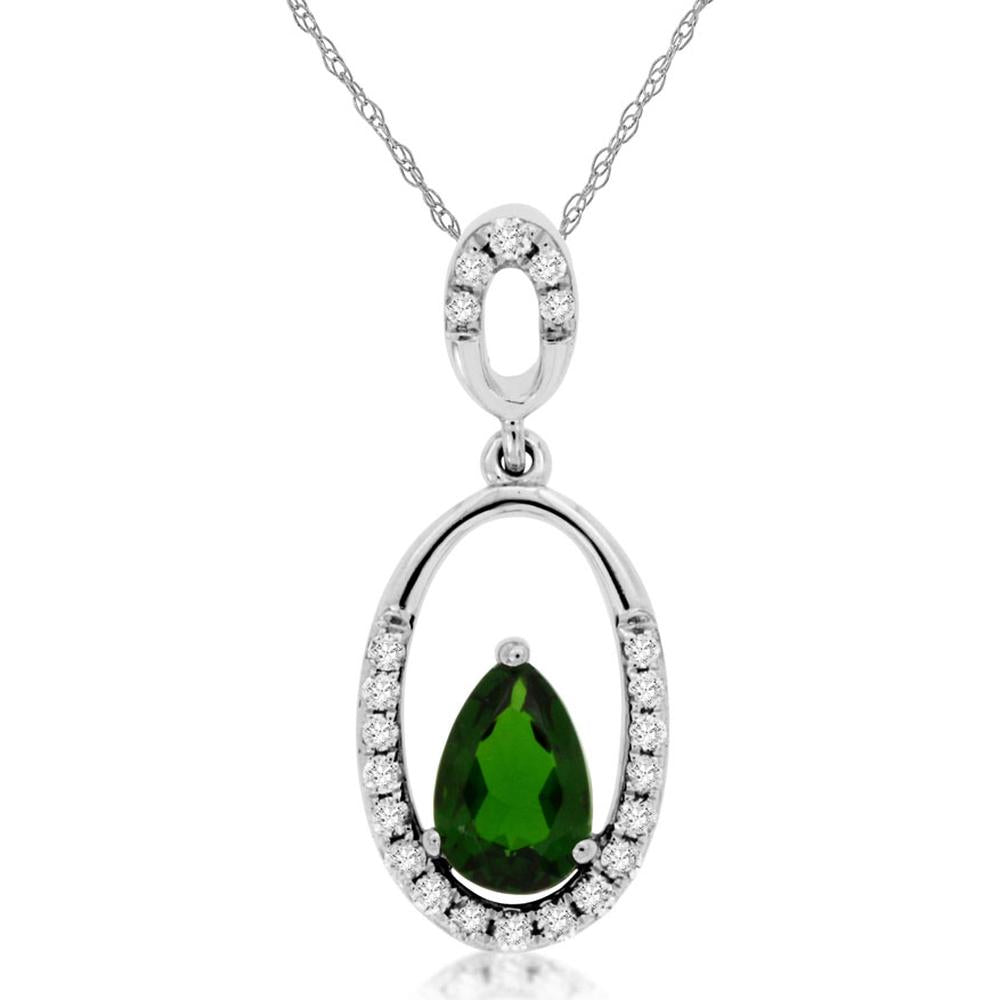 Royal 14K White Gold Russalite & Diamond Pendant - Enchanting Pear Shape