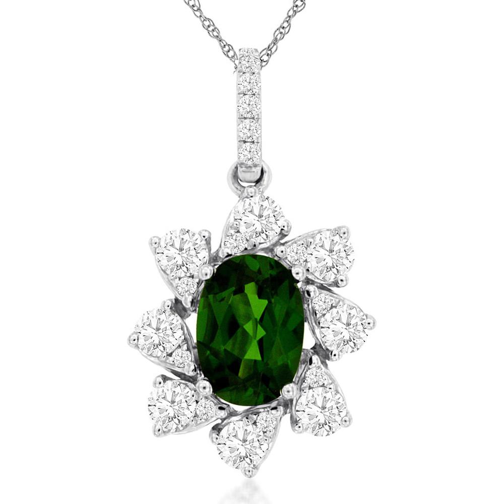 Royal 14K White Gold Russalite & Diamond Pendant - Timeless Elegance