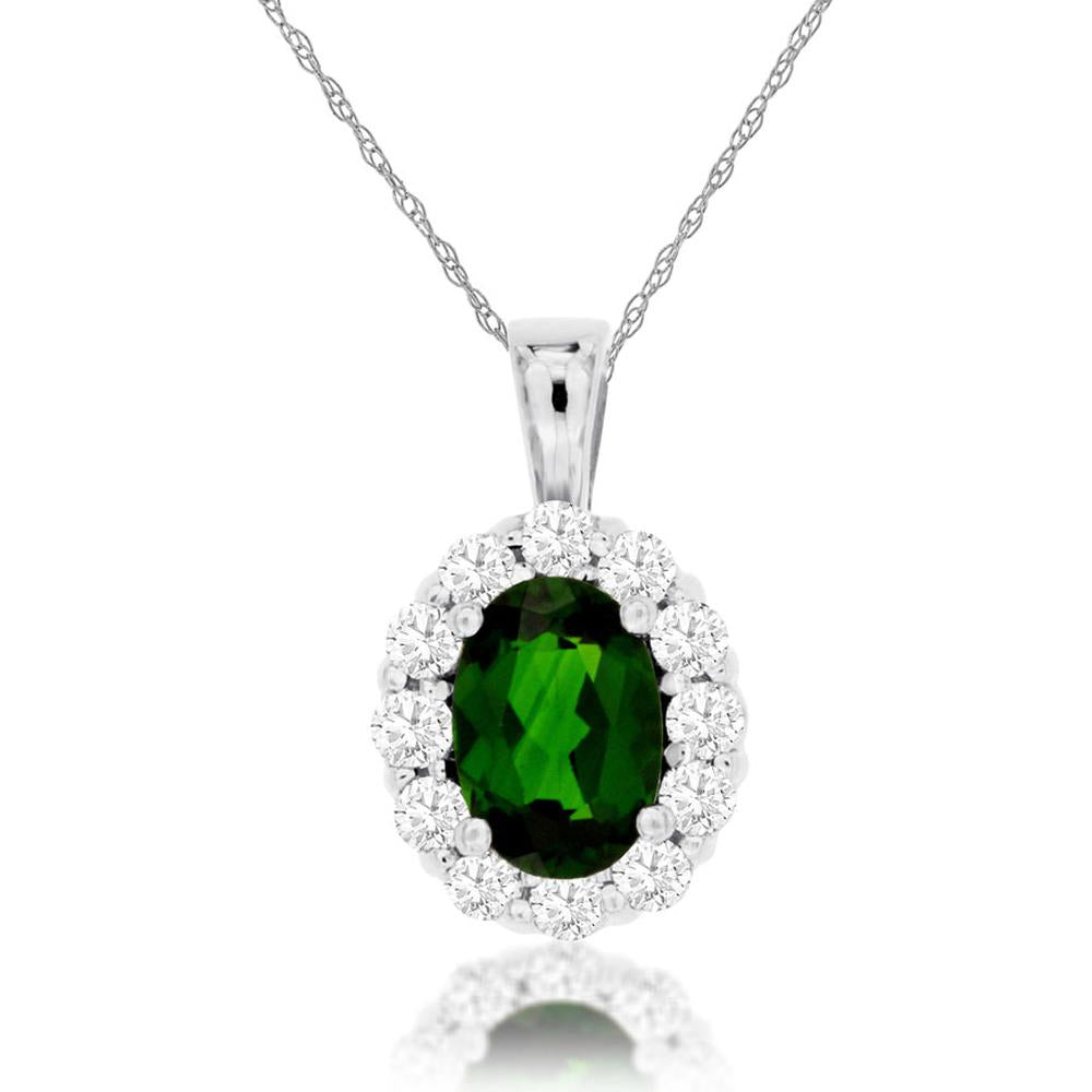 Royal 14K White Gold Russalite & Diamond Pendant - Timeless Elegance