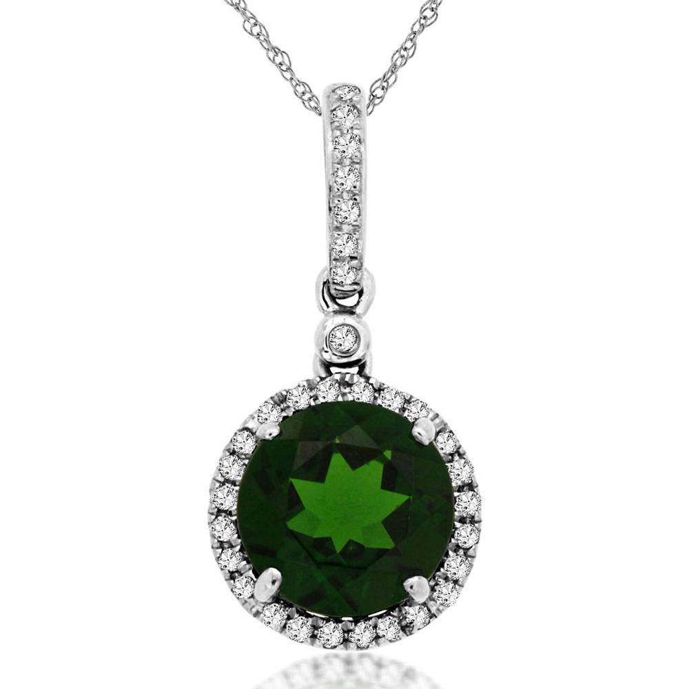 Royal 14K White Gold Russalite & Diamond Pendant with 2.00 Carat Round Russalite and 0.12 Carat Diamonds