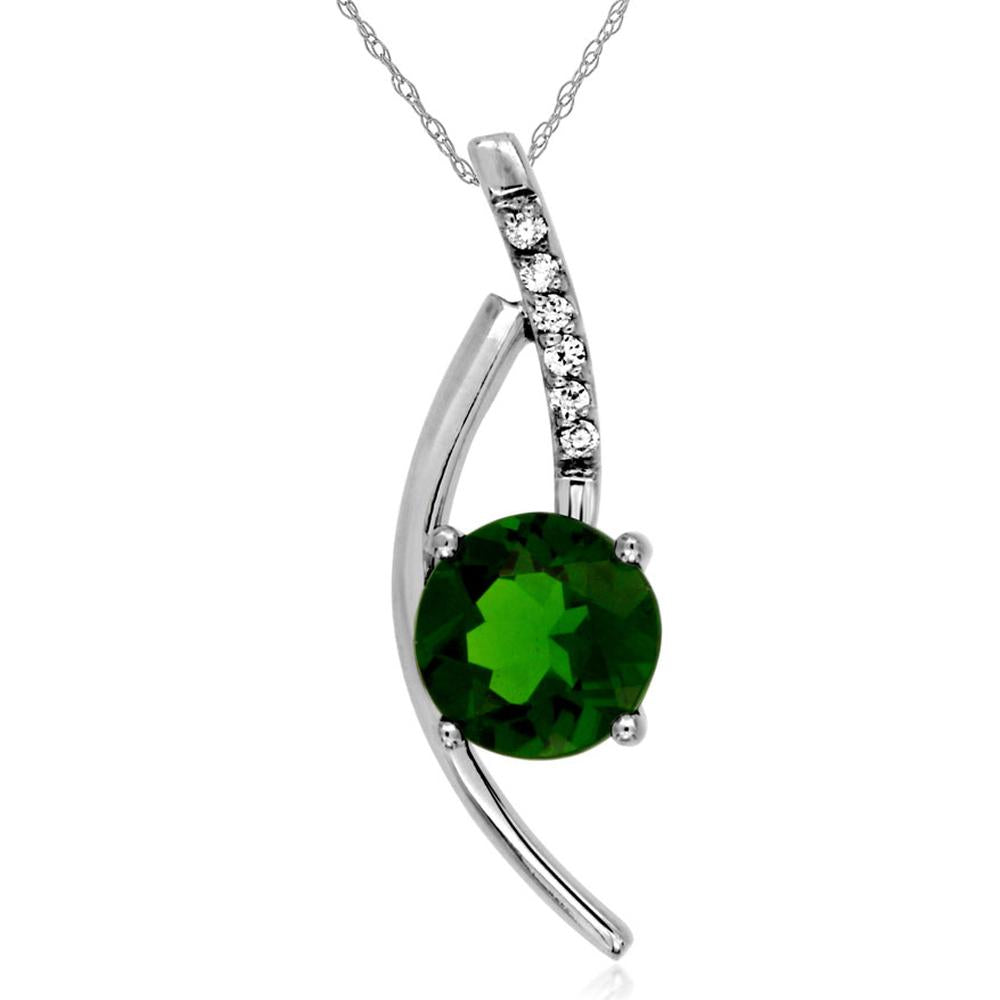 Royal 14K White Gold Russalite and Diamond Pendant with Round Russalite - 1.45 Carats Total Russalite Weight