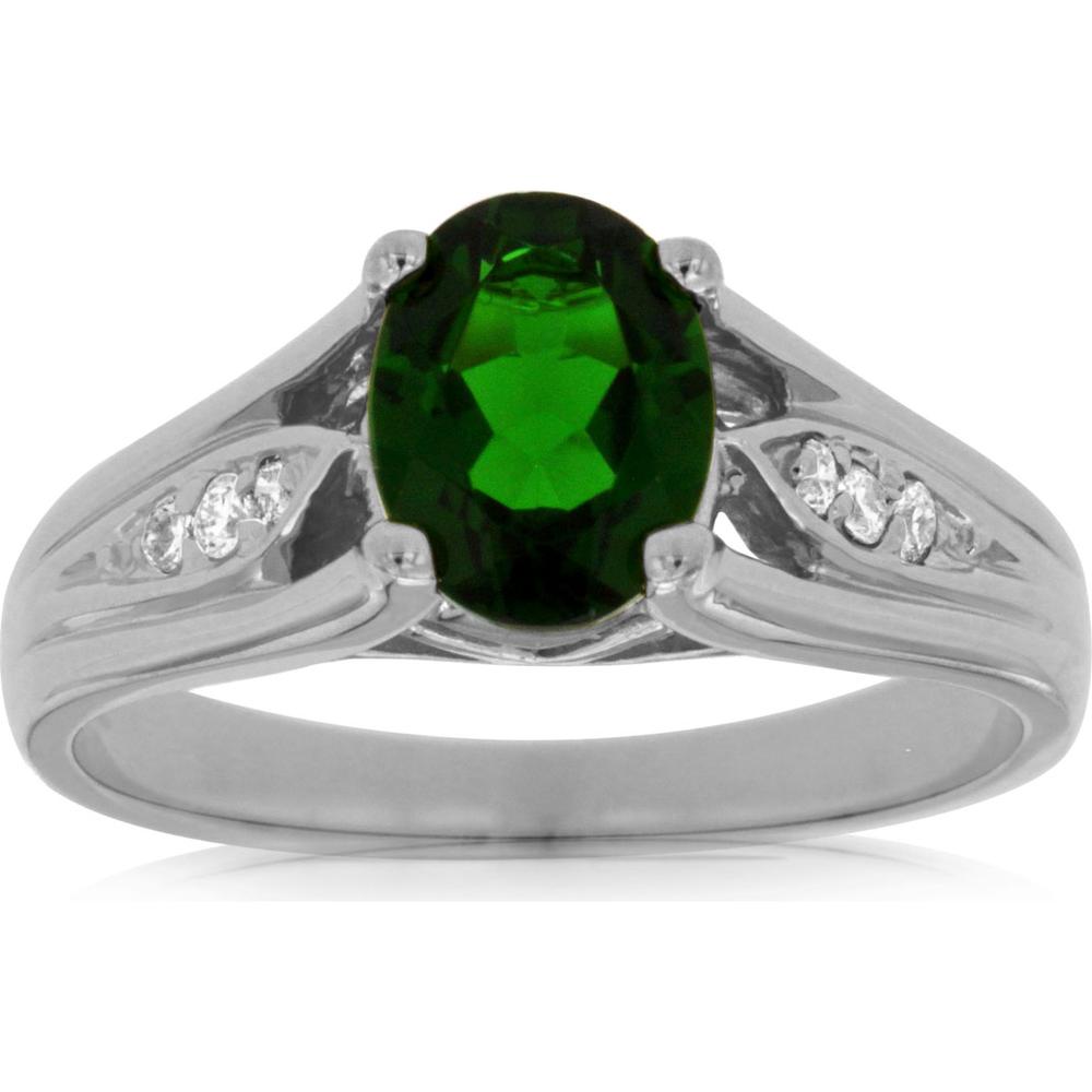 Royal 14K White Gold Russalite and Diamond Ring - Oval Cut 1.30 Carat Russalite with Diamond Accents
