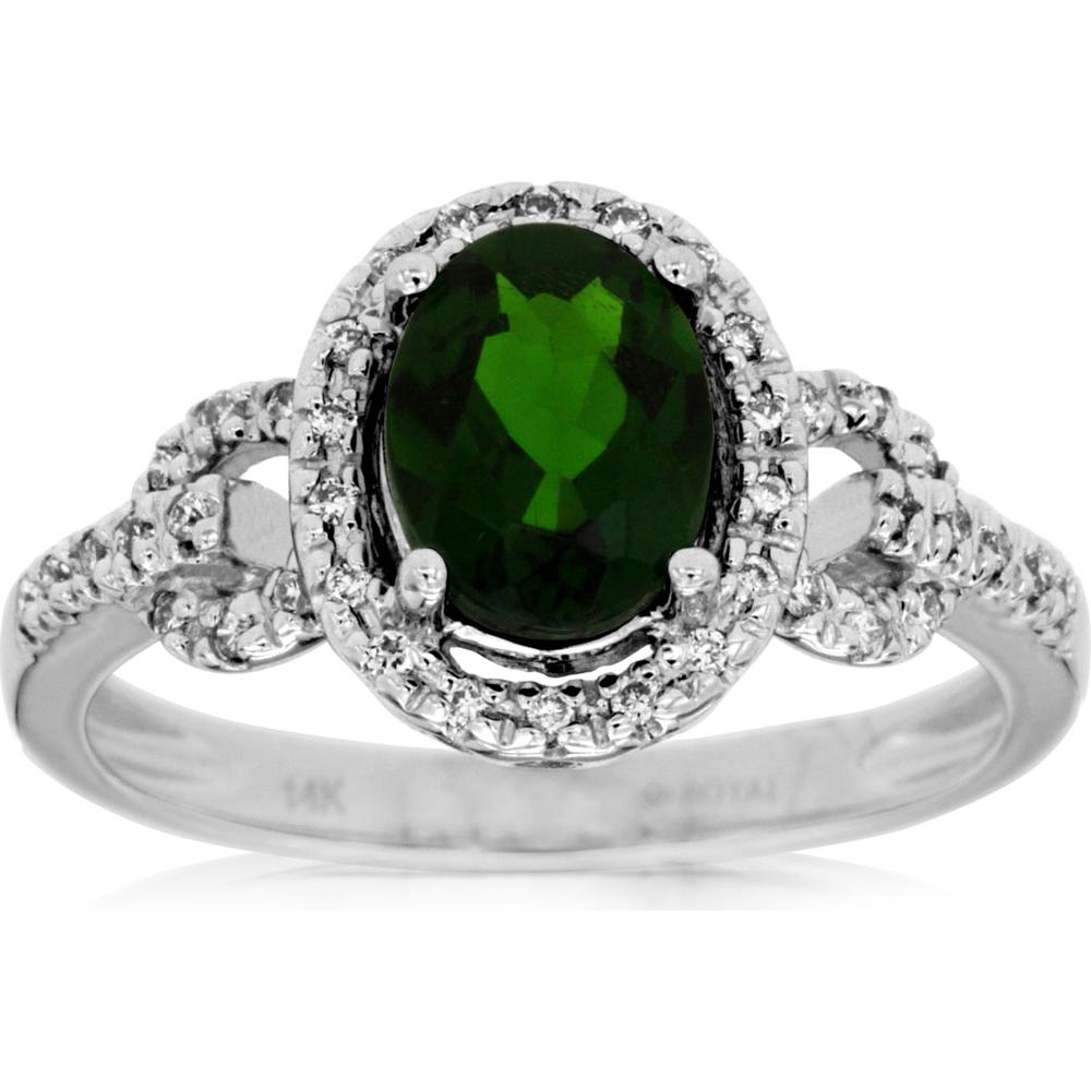 Royal 14K White Gold Russalite & Diamond Ring with Oval Russalite - 1.48 Carats Total Gem Weight