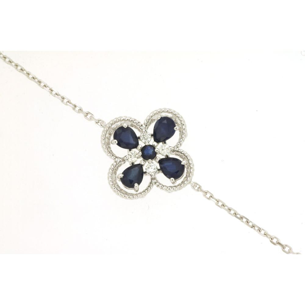 Royal 14K White Gold Sapphire & Diamond Bracelet with Vintage Milgrain Detail - 1.08 Carat Total Gem Weight