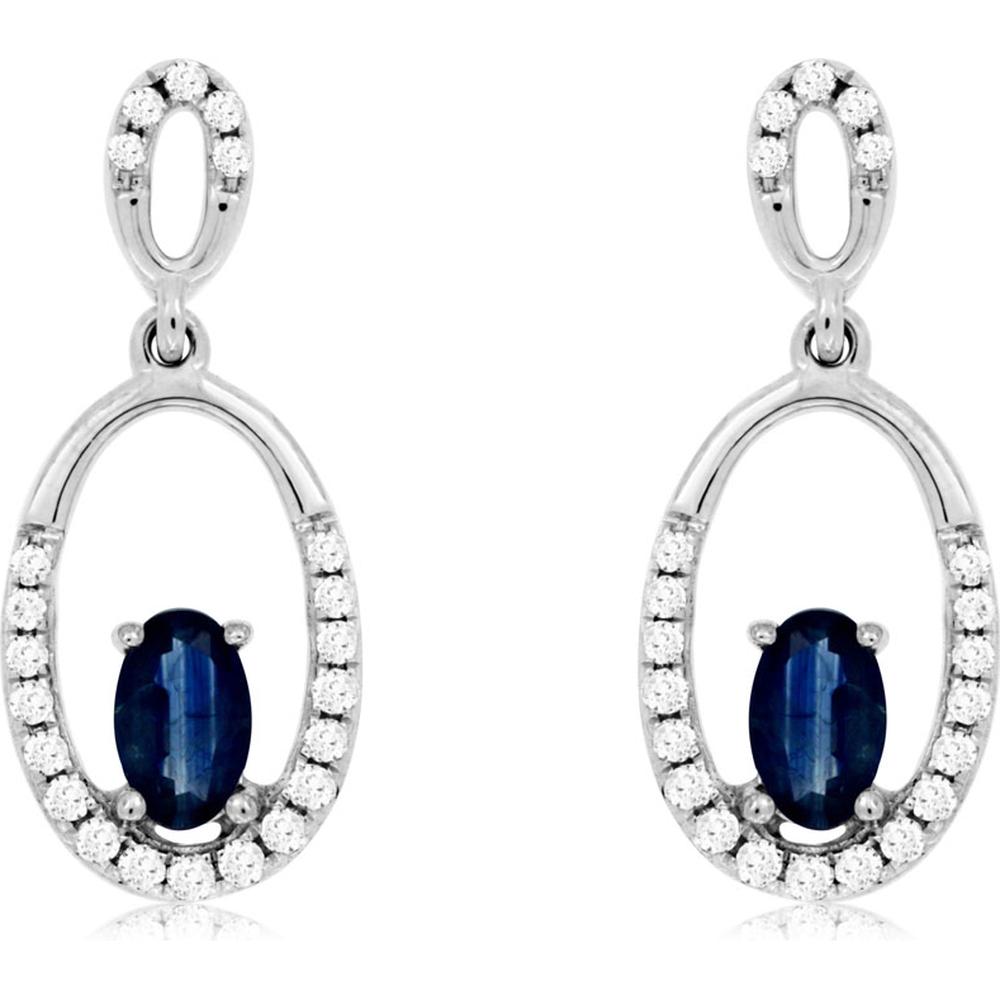 Royal 14K White Gold Sapphire & Diamond Cascade Earrings - 0.60 Carat Sapphire, 0.20 Carat Diamond Total