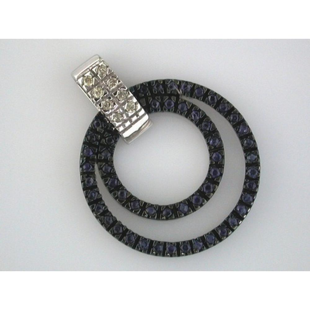 Royal 14K White Gold Sapphire & Diamond Circle Pendant - Timeless Elegance