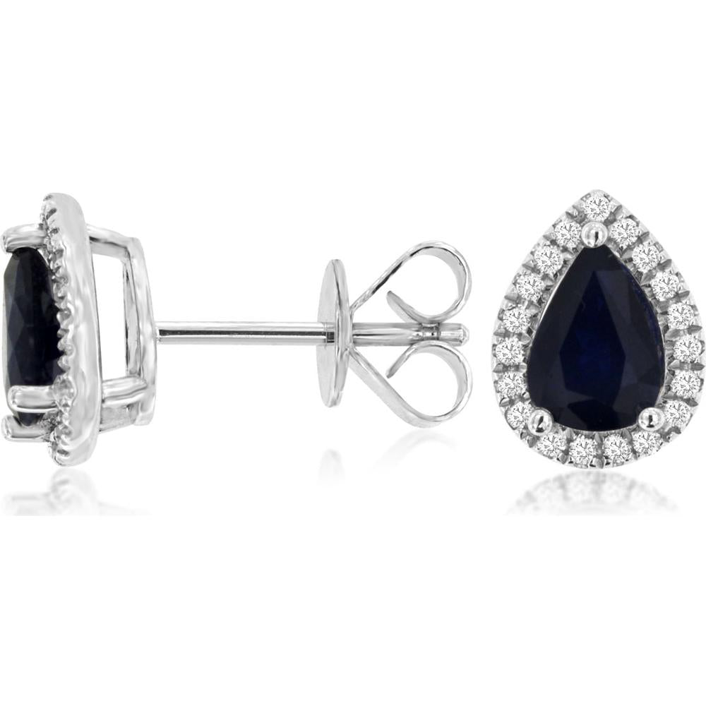 Royal 14K White Gold Sapphire & Diamond Dangle Earrings - 1.75 Carat Sapphire, 0.20 Carat Diamond Total