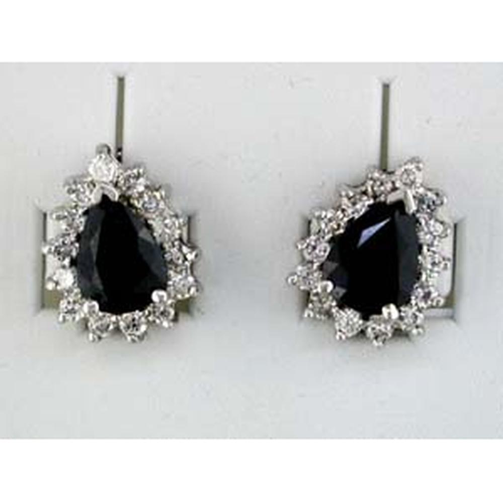 Royal 14K White Gold Sapphire & Diamond Drop Earrings - 2.40 Carats Sapphire, 0.75 Carats Diamond Total Weight