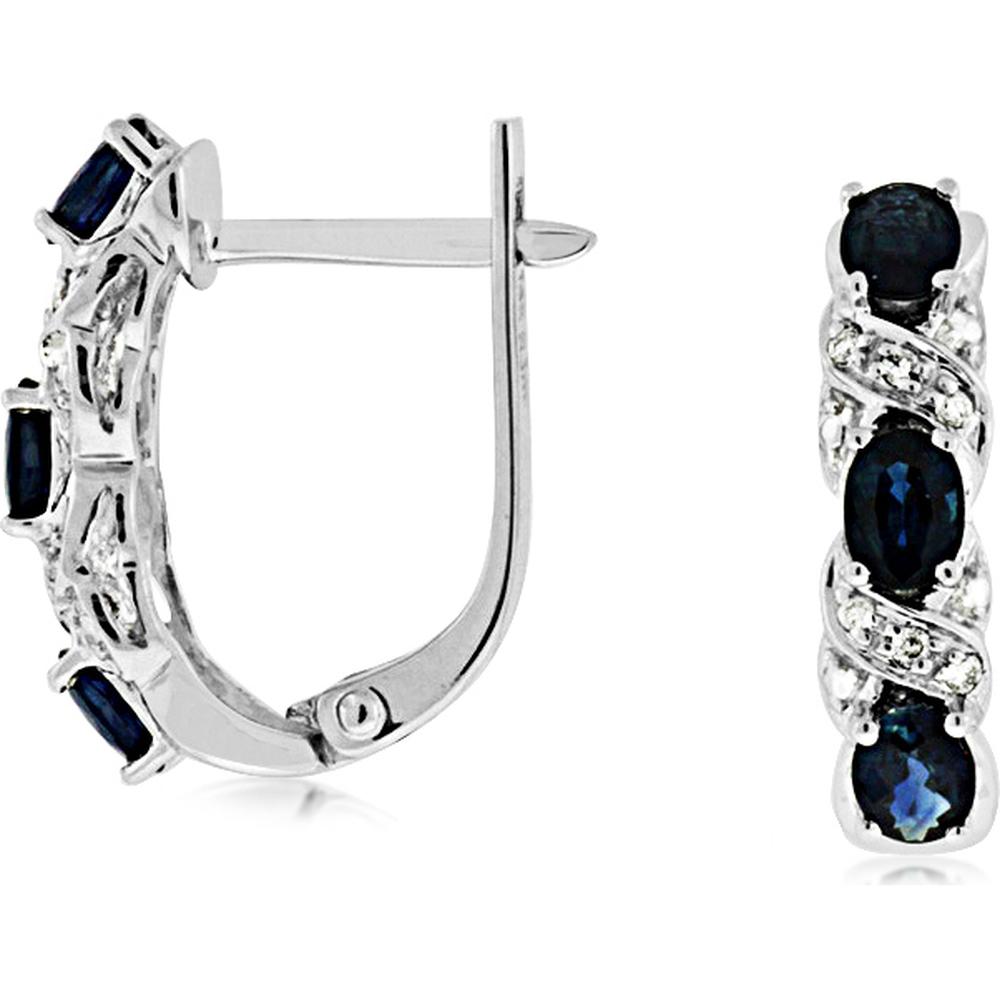 Royal 14K White Gold Sapphire and Diamond Drop Earrings - Timeless Elegance