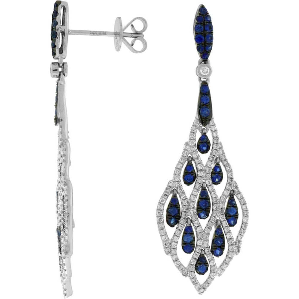 Royal 14K White Gold Sapphire & Diamond Earrings - 1.00 Carat Sapphire, 0.80 Carat Diamond