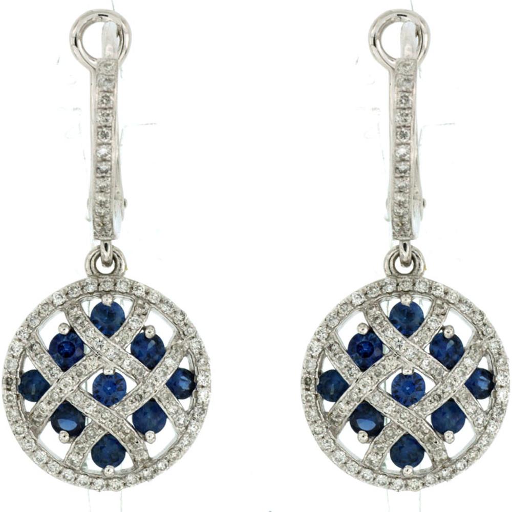 Royal 14K White Gold Sapphire & Diamond Earrings - 1.20 Carat Total Gem Weight