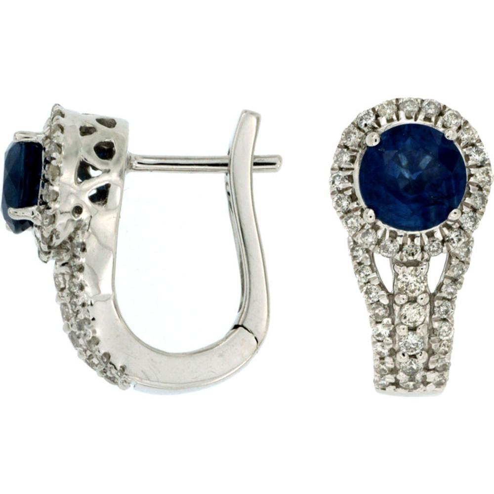 Royal 14K White Gold Sapphire & Diamond Earrings - 1.45 Carat Total Gem Weight