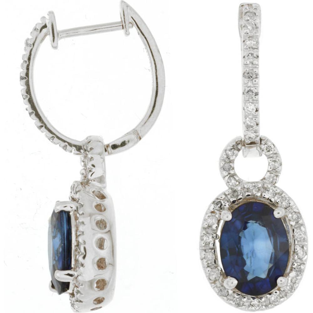 Royal 14K White Gold Sapphire & Diamond Earrings - 3.28 Carat Total Gem Weight