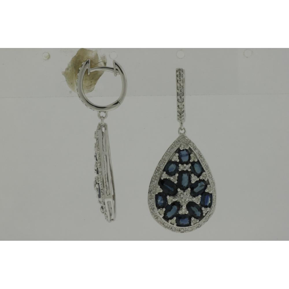 Royal 14K White Gold Sapphire & Diamond Earrings - 5.70 Carat Sapphire & 0.70 Carat Diamond