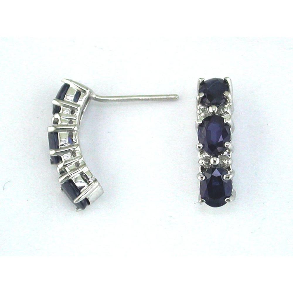 Royal 14K White Gold Sapphire & Diamond Earrings - Celestial Charm Collection