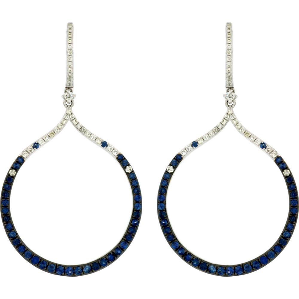 Royal 14K White Gold Sapphire & Diamond Earrings - Exquisite Luxury