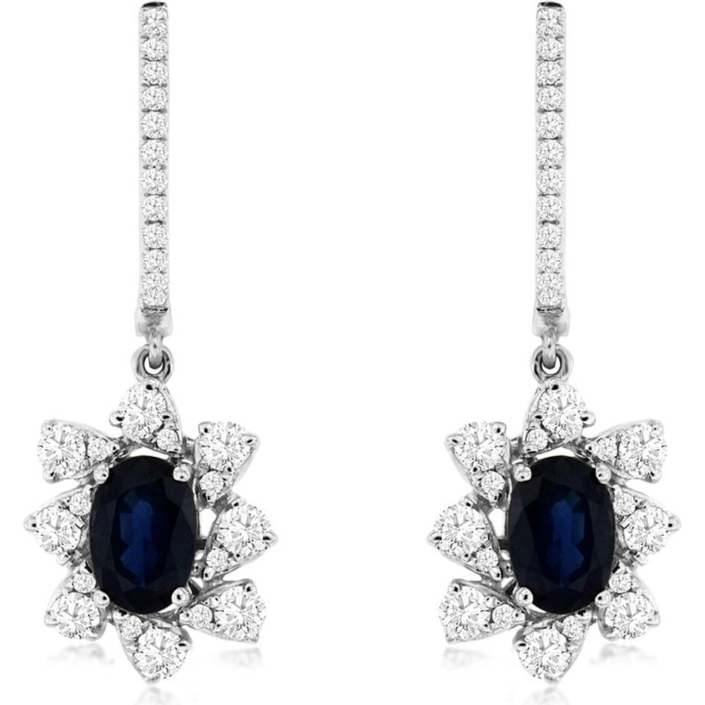 Royal 14K White Gold Sapphire & Diamond Earrings - Exquisite Radiance