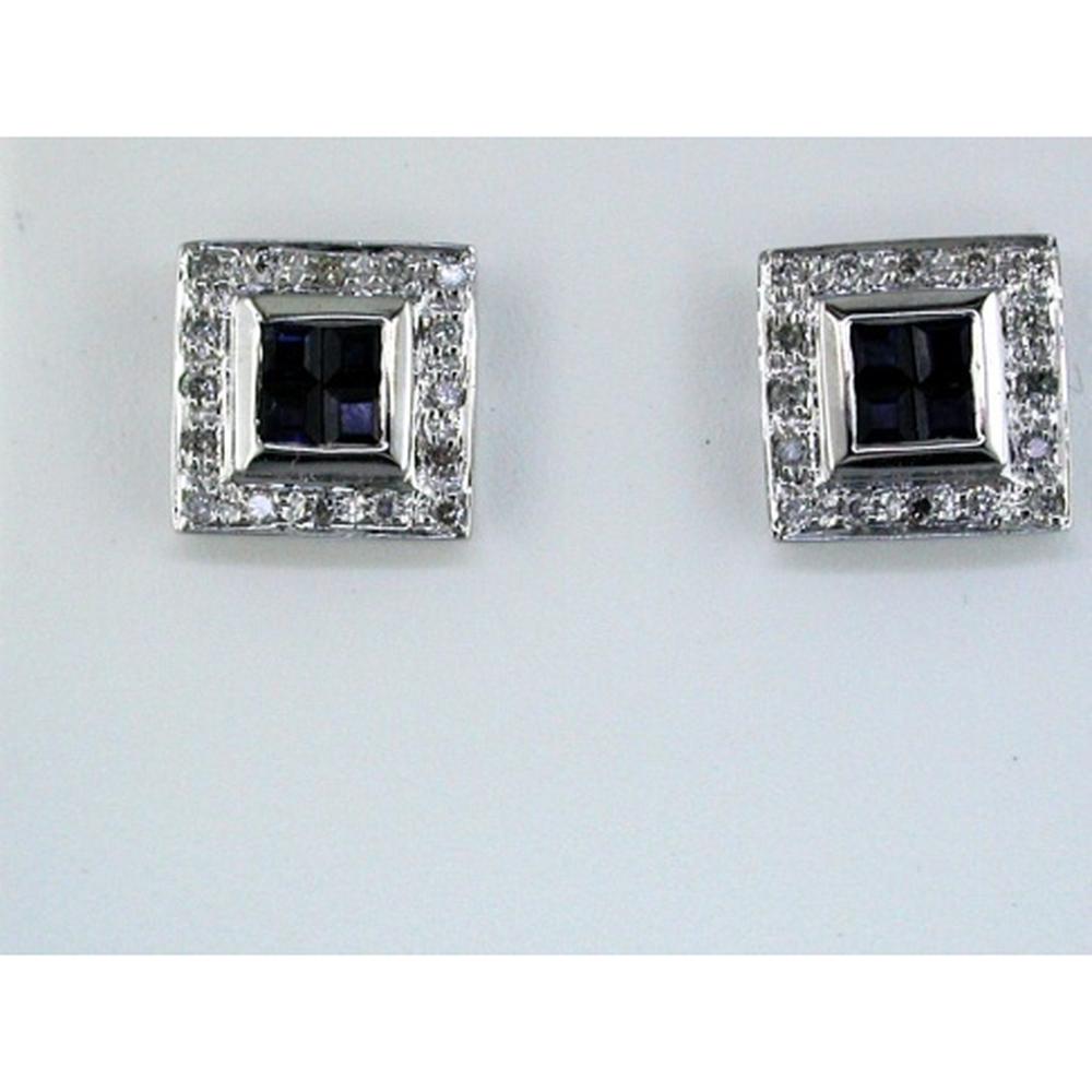 Royal 14K White Gold Sapphire & Diamond Earrings - Timeless Beauty & Glamour
