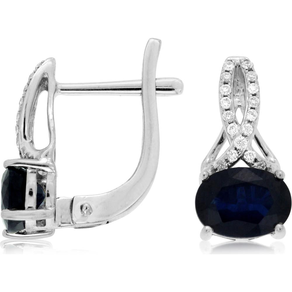 Royal 14K White Gold Sapphire & Diamond Earrings - Timeless Elegance