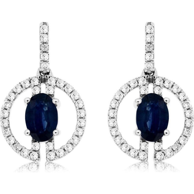 Royal 14K White Gold Sapphire & Diamond Earrings - Timeless Elegance