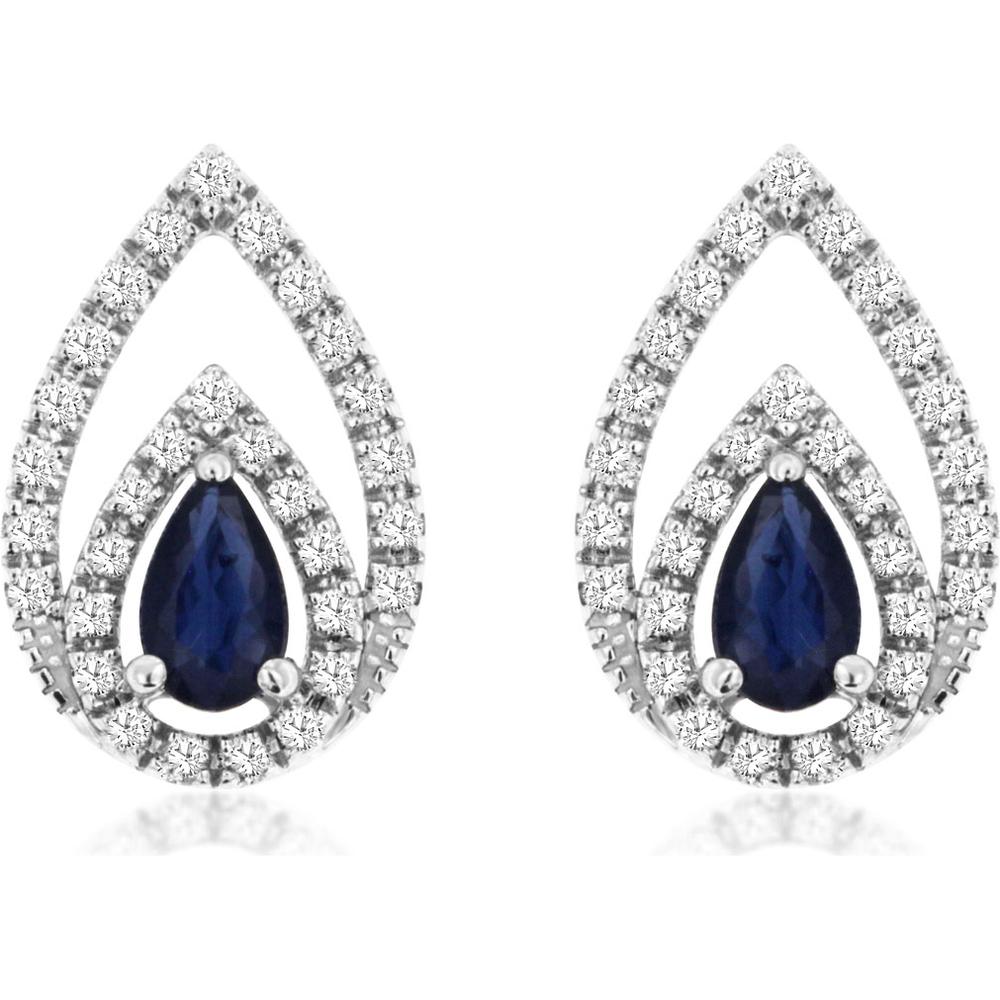 Royal 14K White Gold Sapphire & Diamond Earrings - Timeless Elegance