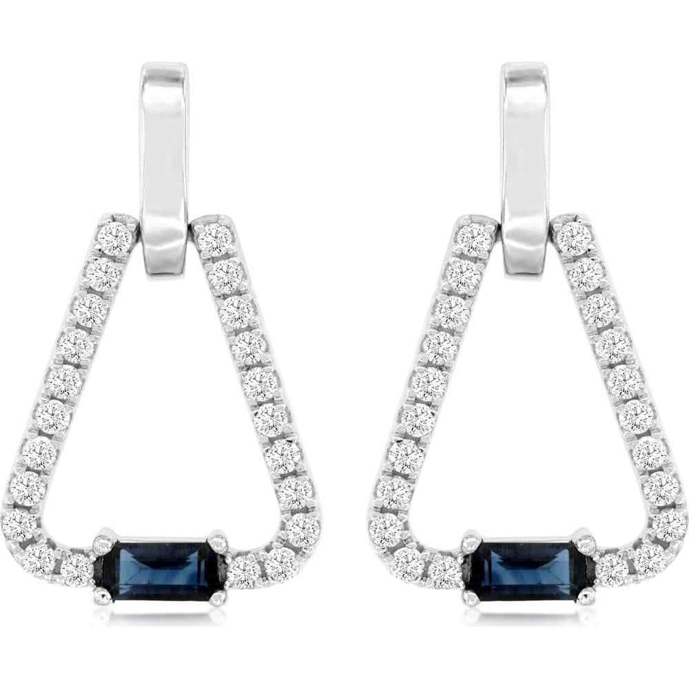 Royal 14K White Gold Sapphire & Diamond Earrings - Timeless Elegance