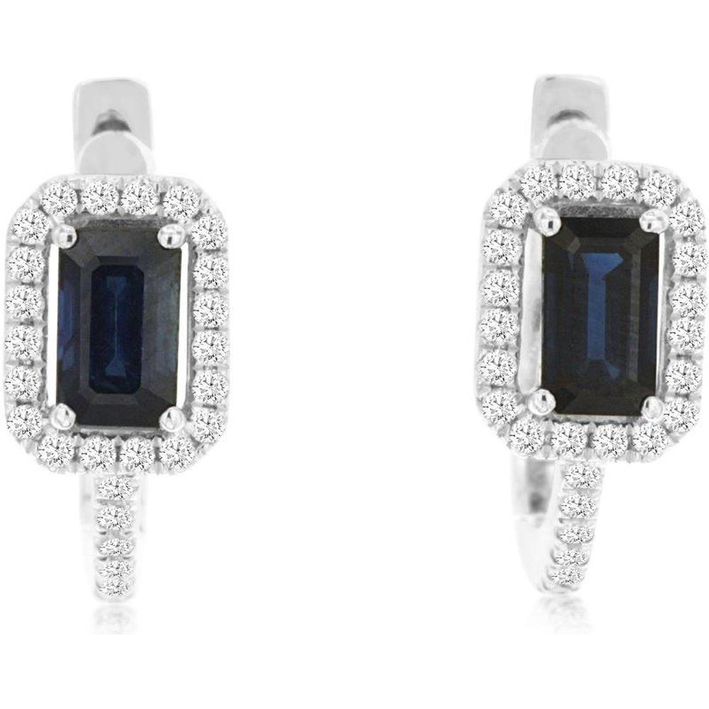 Royal 14K White Gold Sapphire & Diamond Earrings - Vintage-inspired Timeless Beauty