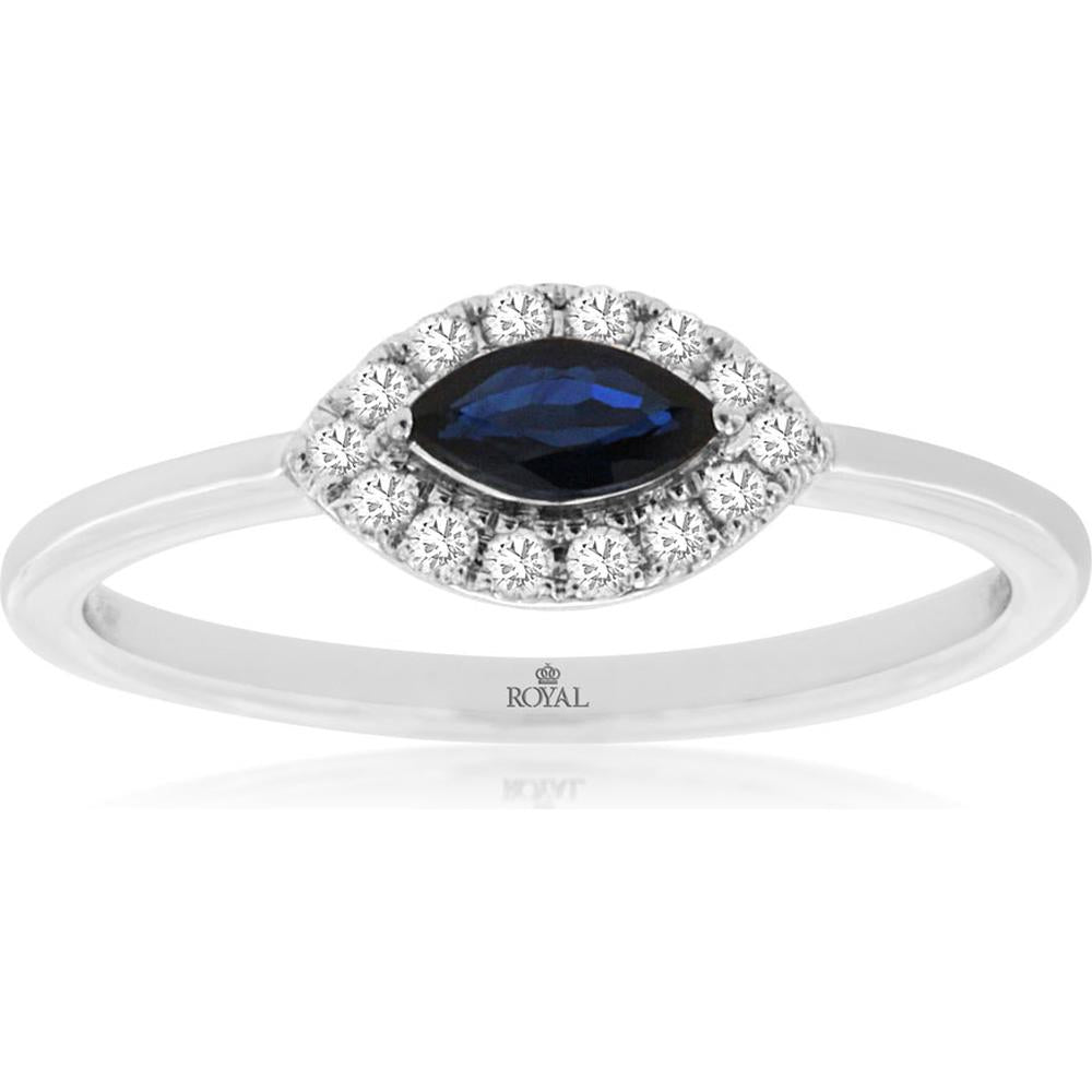 Royal 14K White Gold Sapphire & Diamond Halo Ring - 0.40 Carats Total Gem Weight
