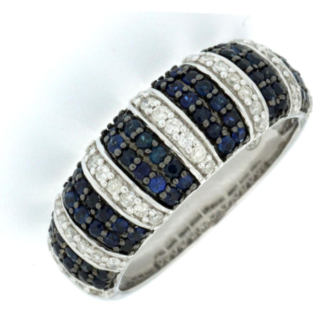 Royal 14K White Gold Sapphire & Diamond Halo Ring - 0.75 Carat Sapphire, 0.28 Carat Total Diamond Weight