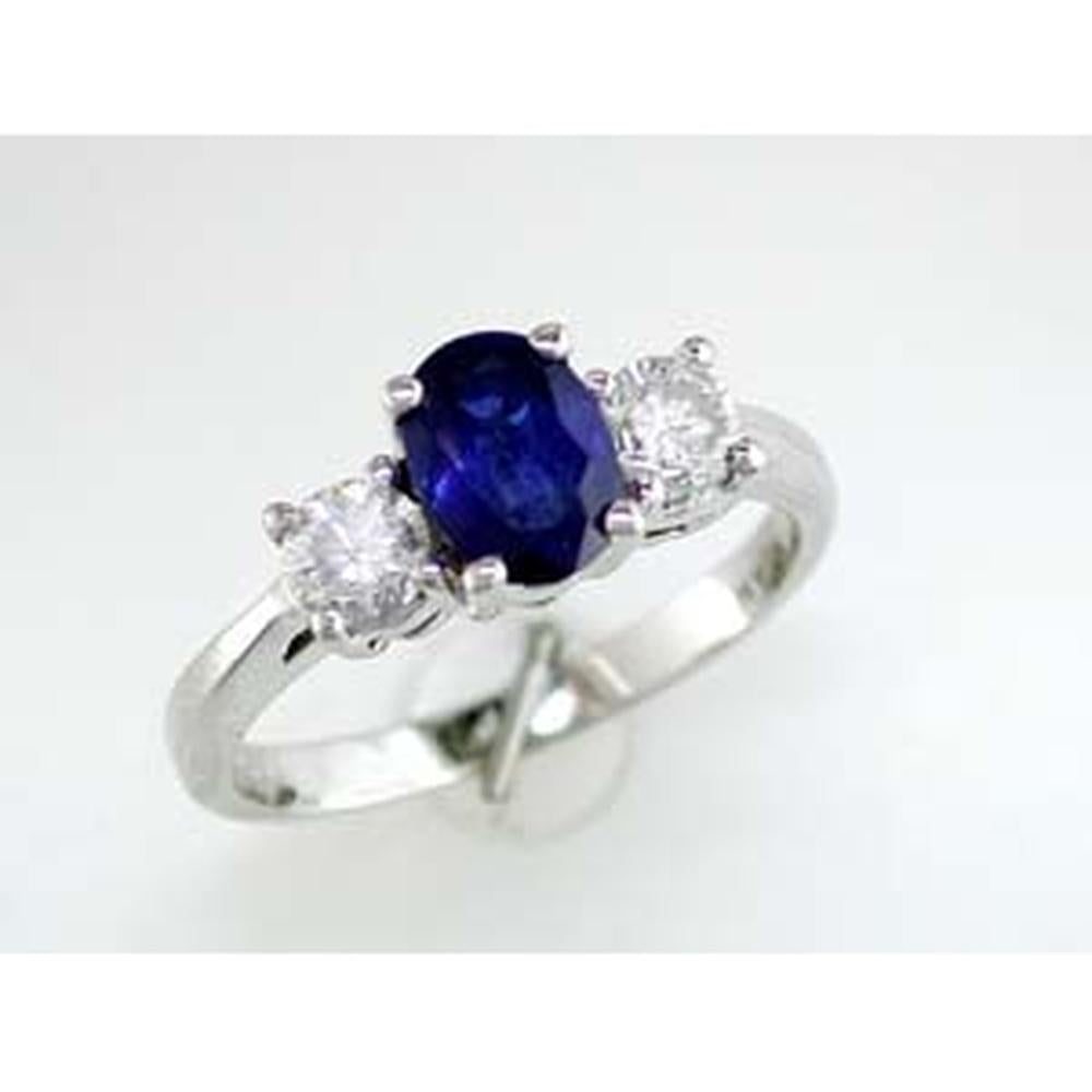 Royal 14K White Gold Sapphire & Diamond Halo Ring - 1.00 Carat Sapphire, 0.50 Carat Diamonds