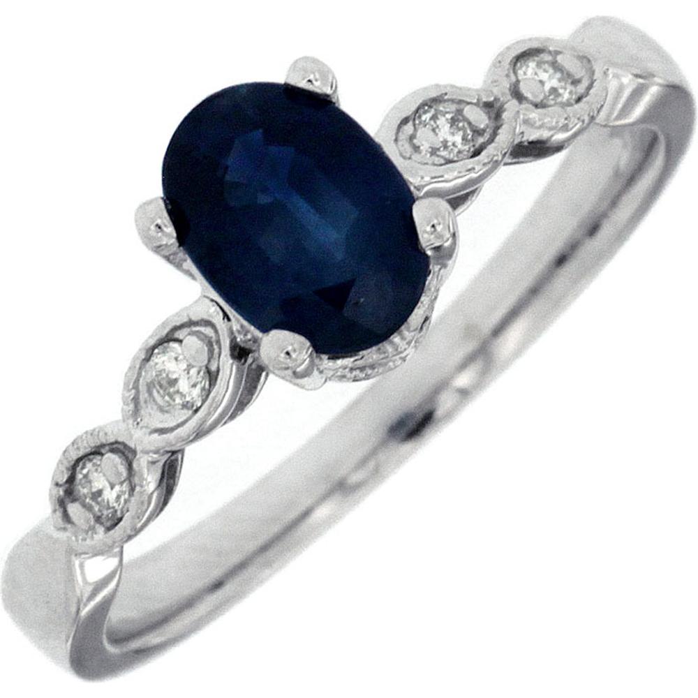 Royal 14K White Gold Sapphire and Diamond Halo Ring - 1.00 Carat Sapphire