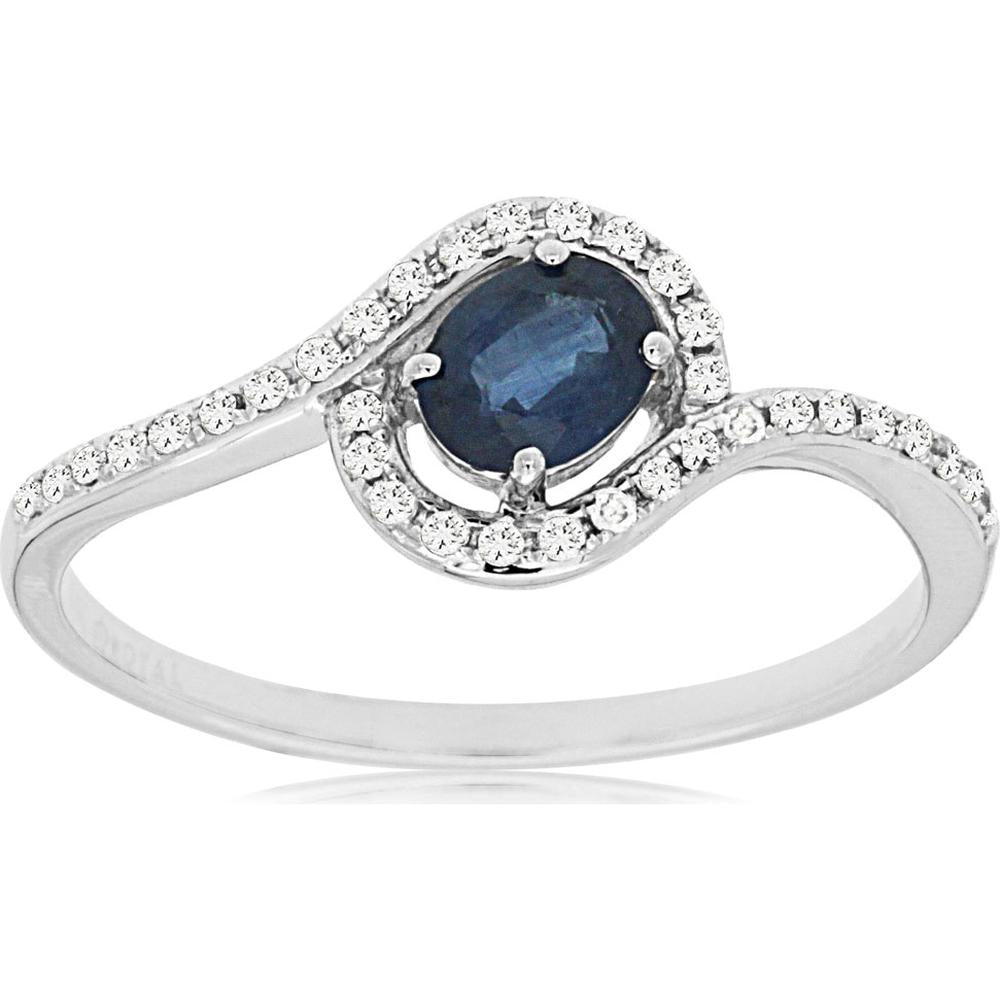 Royal 14K White Gold Sapphire & Diamond Halo Ring - Exquisite Elegance
