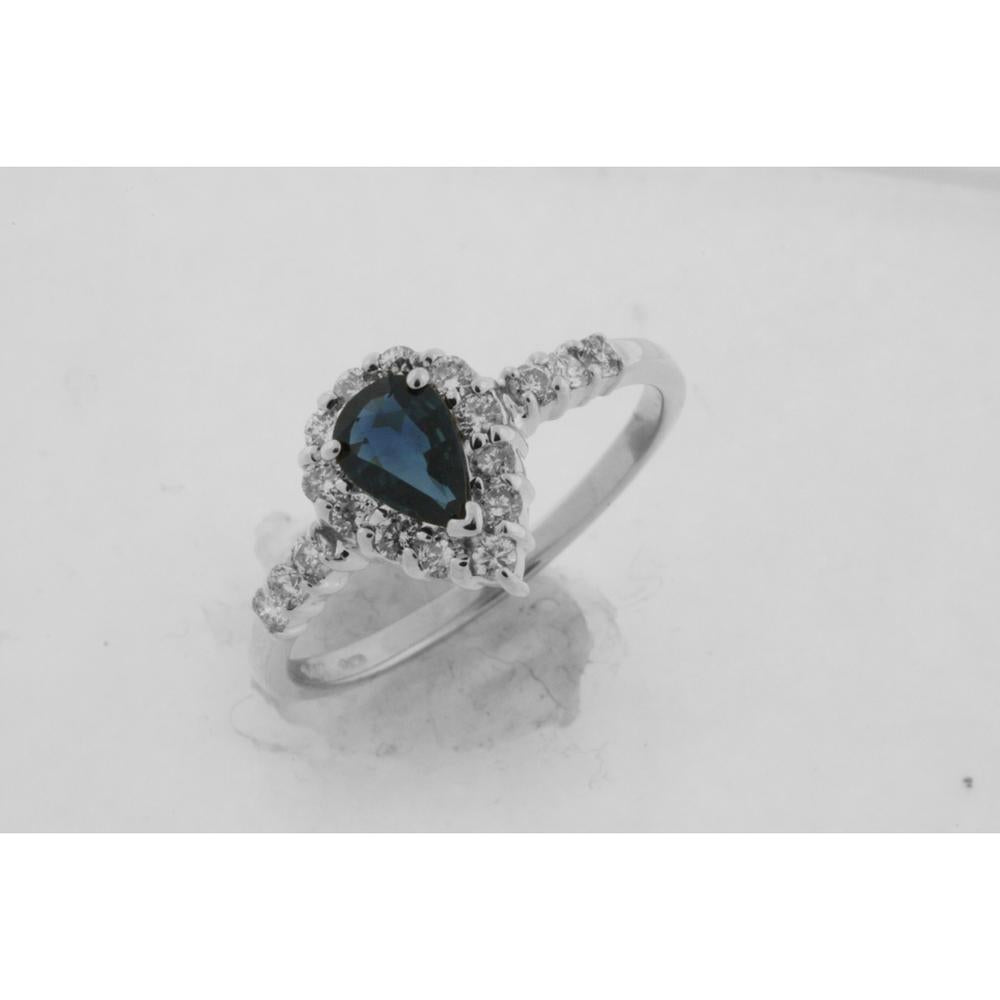 Royal 14K White Gold Sapphire and Diamond Halo Ring - Timeless Elegance