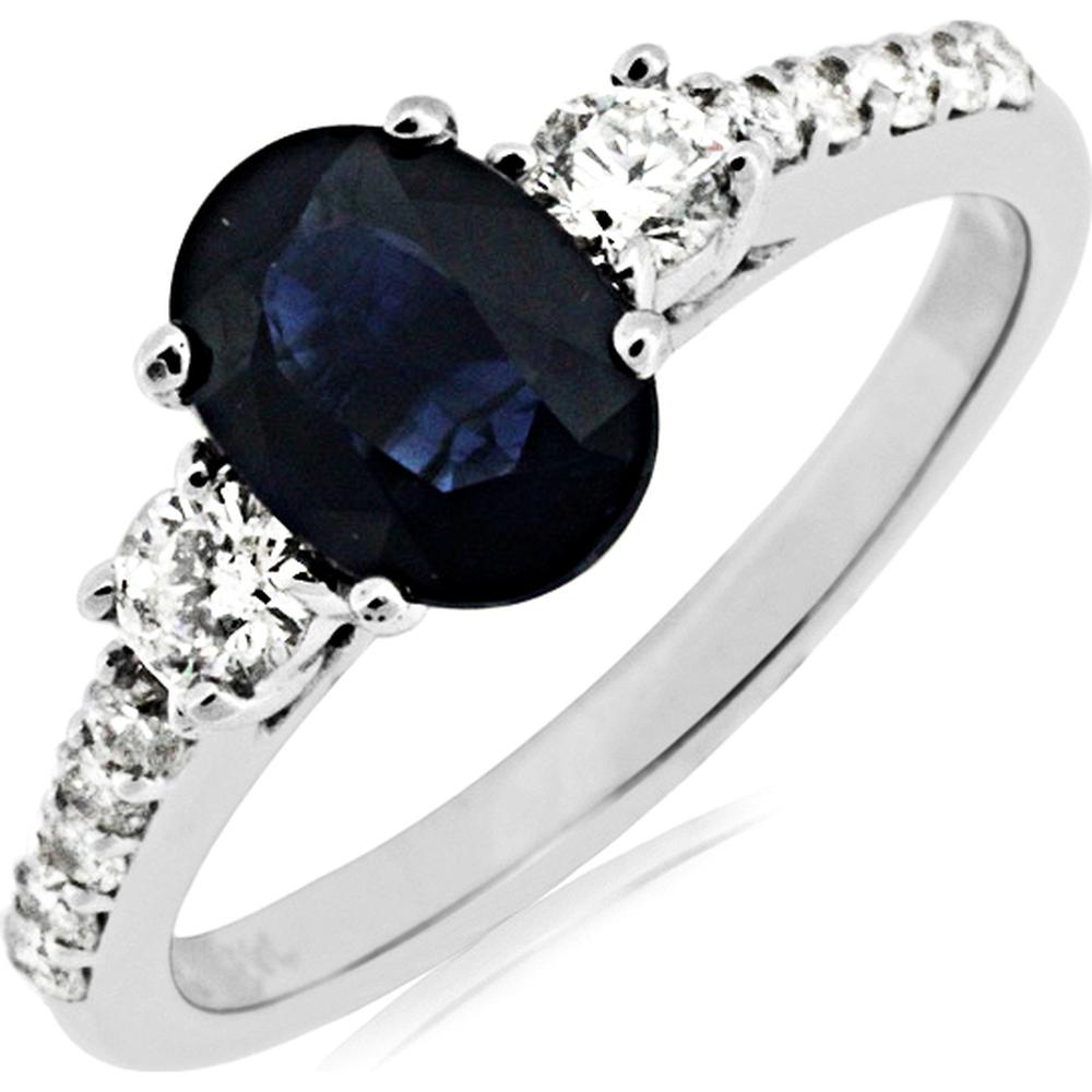 Royal 14K White Gold Sapphire & Diamond Oval Ring - 1.95 Carat Total Gem Weight